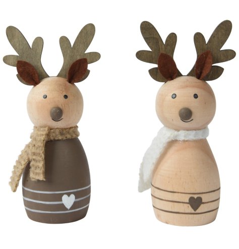 Spruce up your holiday look with these adorable reindeer ornaments featuring a charming Nordic design.