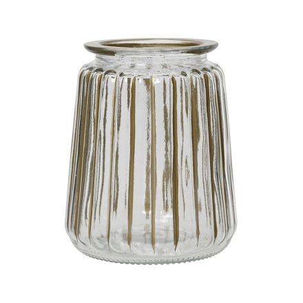 "14.5cm Hurricane Vase with Gold-Painted Stripes