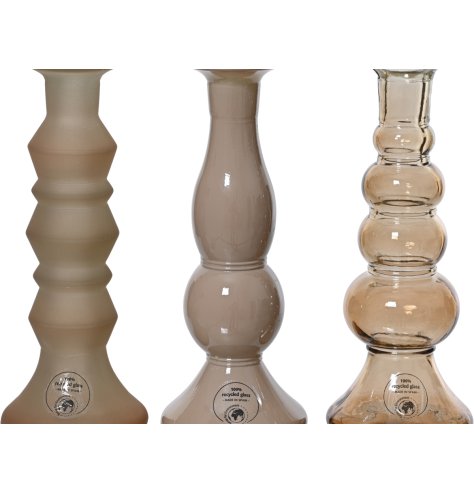 Glass Candle Stick Holders in Neutral 3/a