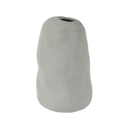 Tall Grey Stoneware Vase 17cm