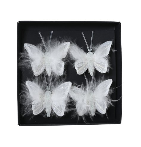 Butterfly Organza With Spangle Rim On Clip Pack of 4, 5cm