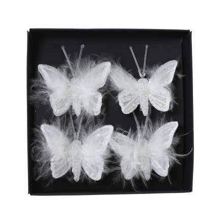 Pack of 4 Butterfly Organza With Spangle Rim On Clip, 5cm