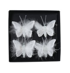 Set of 4 Butterfly Organza With Spangle Rim On Clip, 5cm