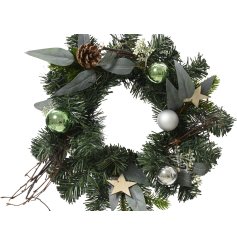 Create a festive entrance on your door with this stunning bauble wreath