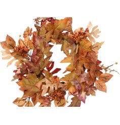 Autumn Polyester Wreath Leaves Design, 50cm