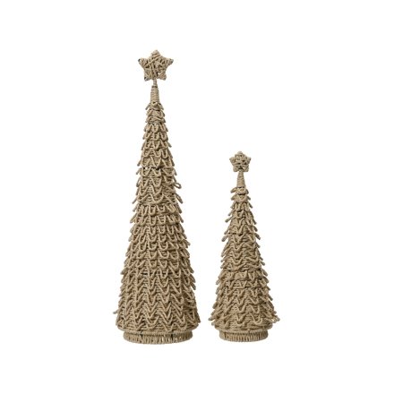 Set of 2 Paper Rope Weaving Tree Cone Deco, 64cm