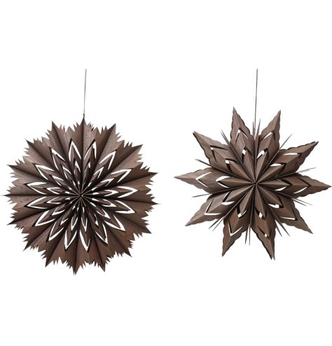 2/A Star Brown Paper Cut Out Hanging Deco, 40cm