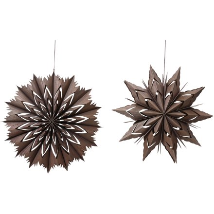 2/A Star Cut Out Hanging Deco in Brown, 40cm