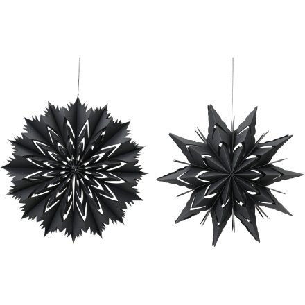 2/A Star Cut Out Hanging Deco in Black, 40cm