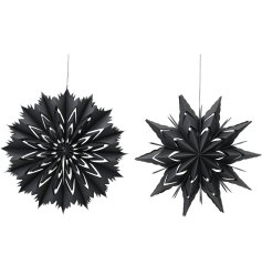 2/A Star Cut Out Hanging Deco in Black, 40cm