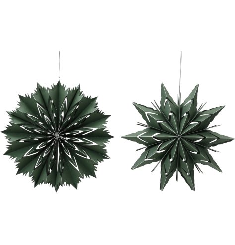 2/A Star Green Paper Cut Out Hanging Deco, 40cm