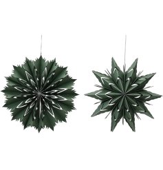 2/A Star Cut Out Hanging Deco in Green, 40cm