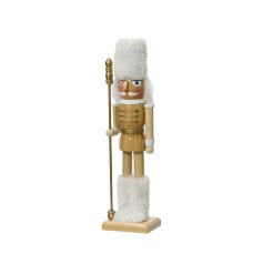 38cm Wooden White Fur Nutcracker 