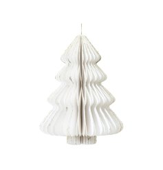 Small White Champagne Painted Edge Paper Tree Decoration, 8cm
