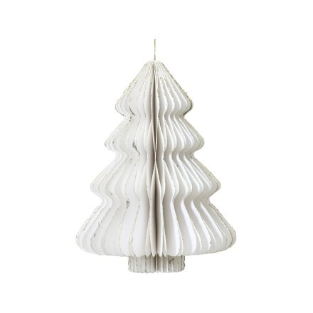 White Champagne Painted Edge Paper Tree Decoration, 15cm