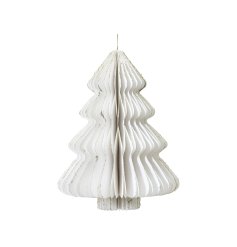 White Champagne Painted Edge Paper Tree Decoration, 15cm