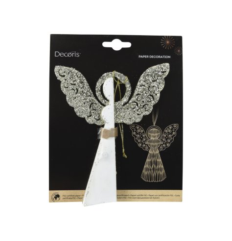 Silver Champagne Painted Angel Tree Decoration, 15cm
