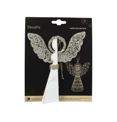 Hanging Champagne Painted Angel Tree Decoration, 15cm