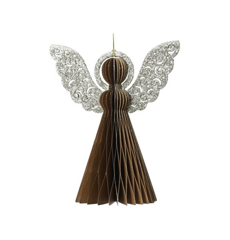 Hanging Angel Tree Deco In Champagne Painted, 15cm