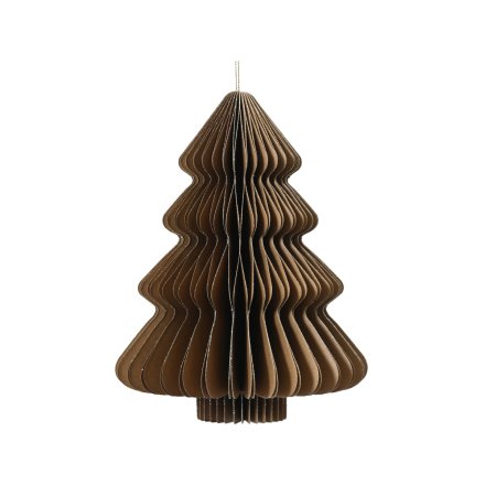 Hanging Brown w/ Champagne Edge Paper Tree Deco, 20cm