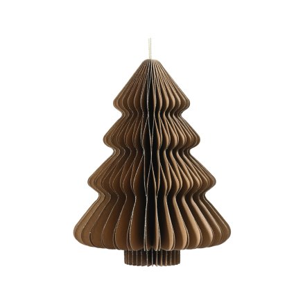 40cm Brown w/ Champagne Edged Hanging Paper Tree