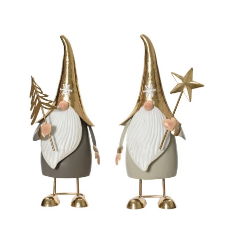 2/A Gnome Deco with Gold Snowflake Hat Design, 36cm