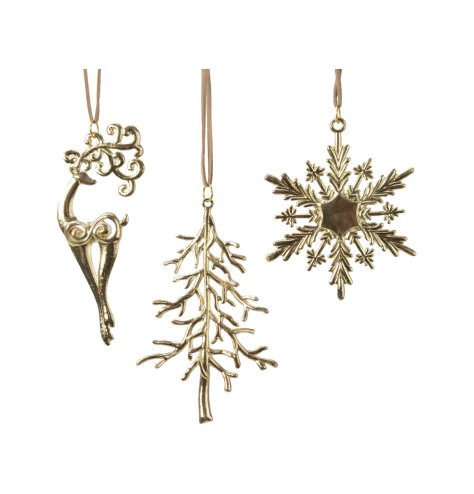 3/A Alloy Hanging Gold Tree Decoration, 9cm