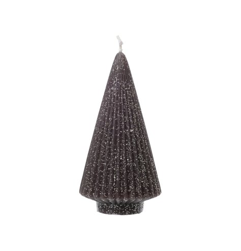 12.5cm Black Tree Candle w/ Glitter