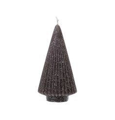 12.5cm Black Xmas Tree Candle w/ Glitter