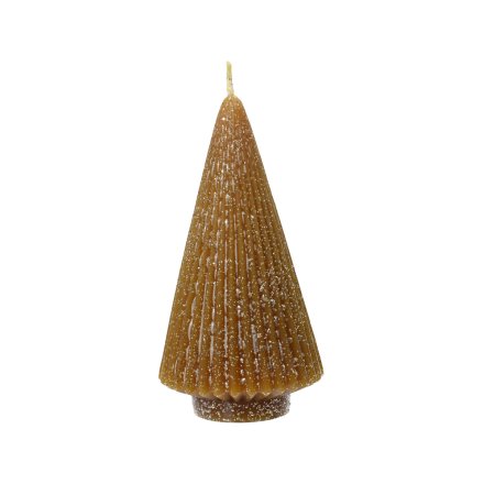12.5cm Brown Xmas Tree Candle w/ Glitter