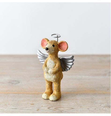 Standing Angel Mouse W/ Wings Ornament, 11.8cm