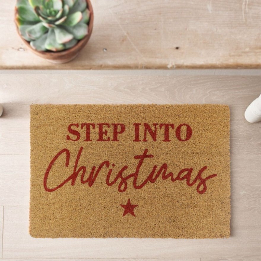 Coir Step Into Christmas Doormat, 60cm