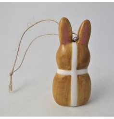 A cute and simple hot cross bunny hanging decoration.