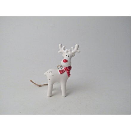 Hanging Reindeer With Scarf Tree Decoration, 8.8cm