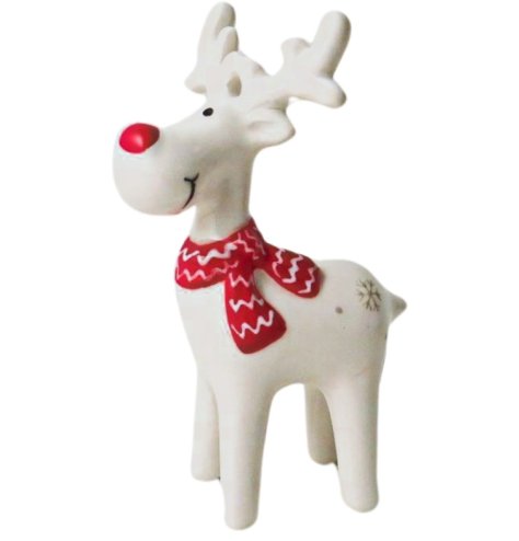 Elevate your holiday decor with this cute standing reindeer. Ideal for a playful touch to any room.