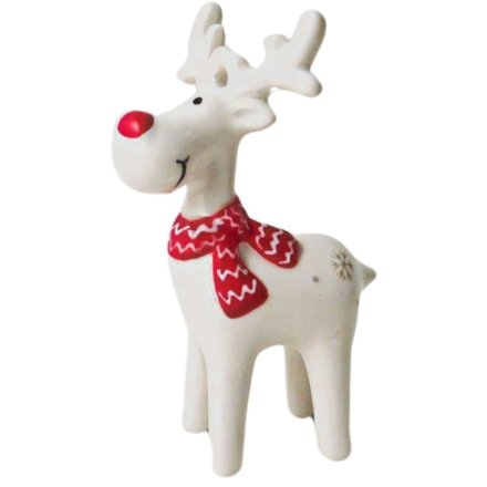 Refresh your holiday decor with this adorable standing reindeer. Perfect for adding a festive touch to any space.