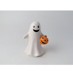Standing Ghost & Pumpkin Decoration