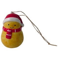 Add some festive cheer to your tree with this hilarious potato decoration. A perfect addition to any holiday decor!