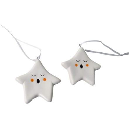Star with Face Hanging Tree Deco, 7.6cm