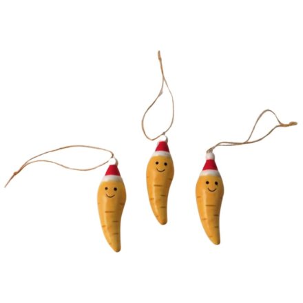 Get into the holiday spirit with our hanging tree parsnip in a festive Christmas hat.
