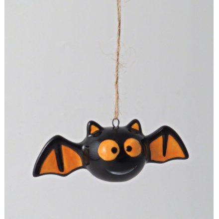 Orange & Black Bat Decoration, 7.5cm