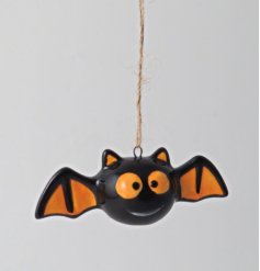 A fun orange and black halloween tree hanger decoration