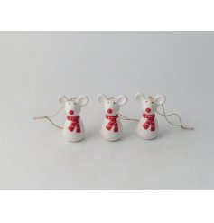 Mouse with Scarf Decoration, 6cm