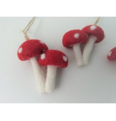 Wool Double Mushroom Tree Decoration