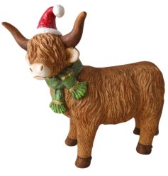 Standing Highland Cow with Scarf Deco, 44cm