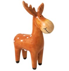 Spruce up your holiday décor with this adorable standing ornament featuring a charming reindeer design. 
