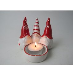 Christmas Three Gonk Tea light Holder, 11cm