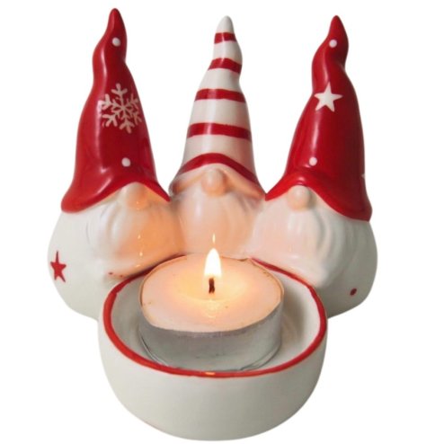 Add some festive cheer to your home décor with our charming Three Gonk T-light Holder 