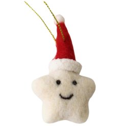 A charming hanging decoration, featuring a smily faced star