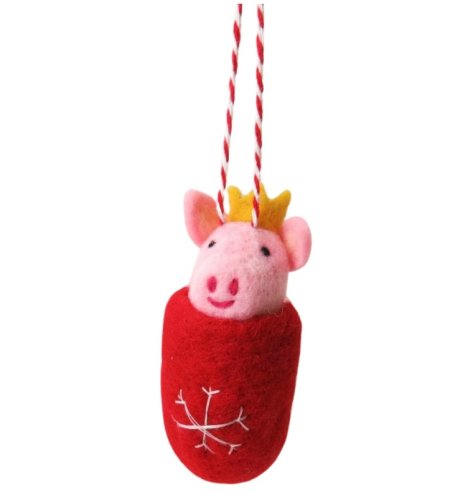 Add some holiday cheer with this unique hanging ornament, perfect for decorating your tree this Christmas.